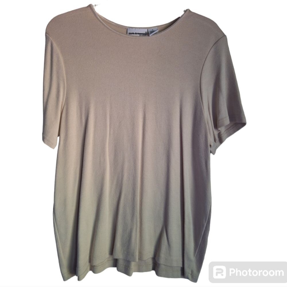 Croft & Barrow Stretch Ribbed Tan Knit Top  Size L